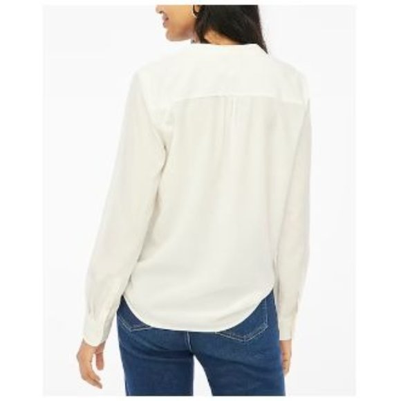 NEW J.Crew Popover Placket Blouse in Ivory Career Preppy Sheer Boho Plus Size 2X - Picture 3 of 11